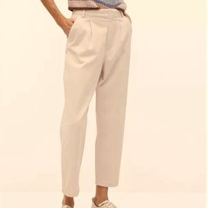 Trending Mango women high waisted khaki slouchy pants